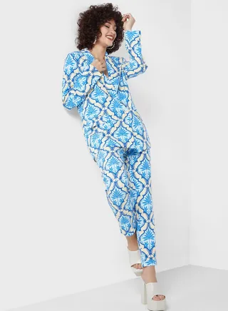 High Waist Printed Pants