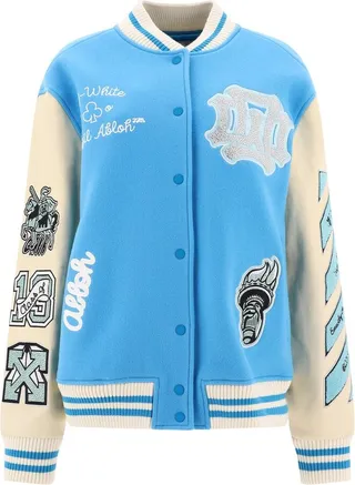Off-White Buttoned Long-Sleeved Bomber Jacket