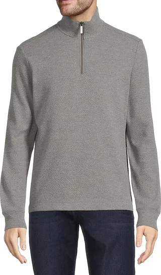 Mesh Knit Zip Up Pullover