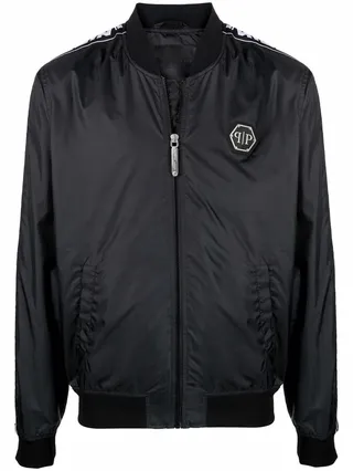 Logo-Patch Zip-Up Bomber Jacket