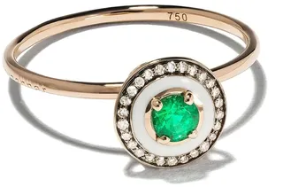 18kt rose gold diamond emerald Mina ring