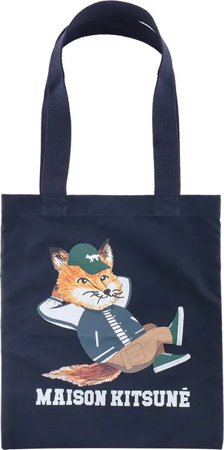 Canvas shoulder bag with frontal print