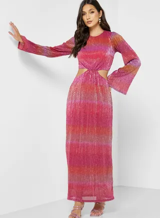 Flared Sleeve Cut Out Dress