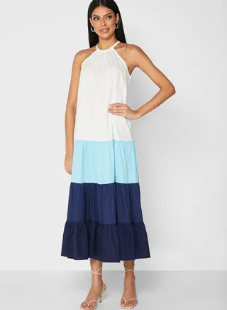 Colorblock Pleated Dress