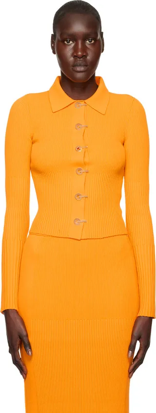 Dion Lee Yellow Gradient Rib Cardigan