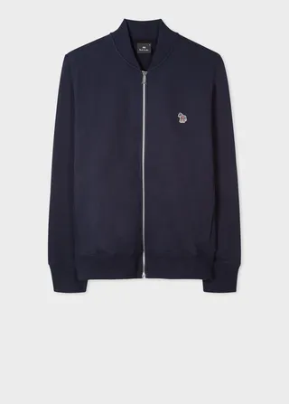 Navy Zebra Logo Cotton Bomber Jacket