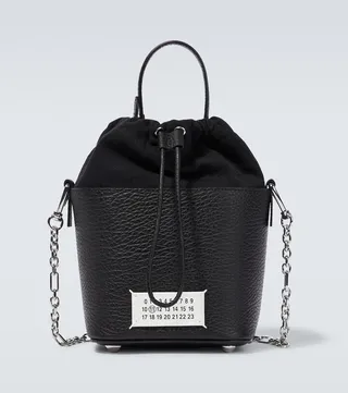 5AC leather and cotton shoulder bag