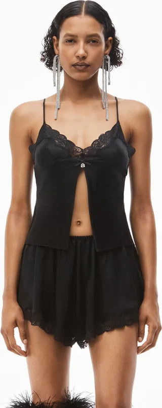 Alexander Wang Women's Butterfly Cami Top In Silk Charmeuse Black
