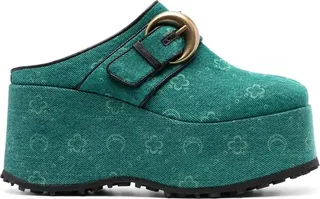 Regenerated denim monogram clogs