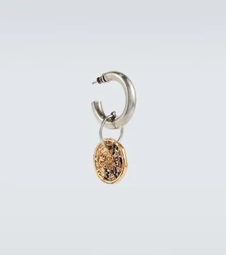 Coin-embellished hoop earring
