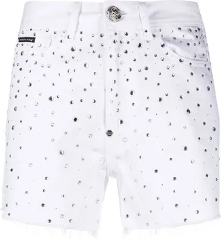 Crystal-Embellished Denim Shorts