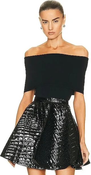 ALAÏA Off the Shoulder Bodysuit in Black
