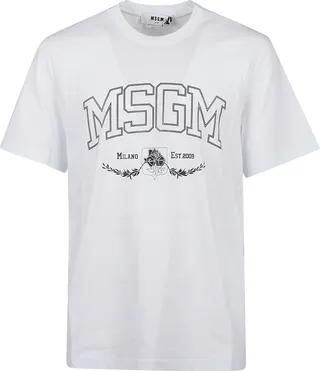 MSGM Logo Printed Crewneck T-Shirt