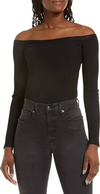Off the Shoulder Rib Bodysuit