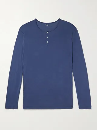 Garment-Dyed Cotton-Jersey Henley T-Shirt