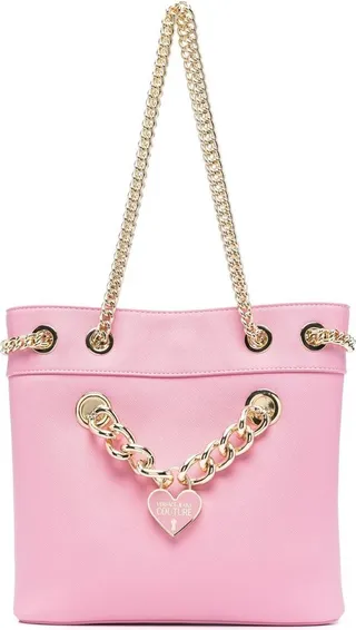 Heart-Charm Chain-Link Shoulder Bag