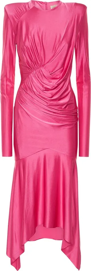 Asymmetric viscose jersey midi dress