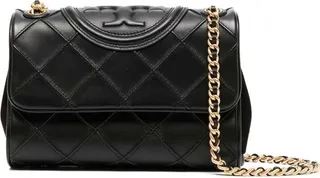 Small 'fleming' Soft Convertible Shoulder Bag With Diamond-pattern Pintucks In Leather Woman Tory Burch