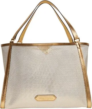 Metallic mesh medium tote bag