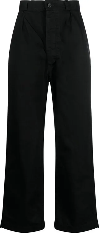 Black Straight Leg Cotton Trousers