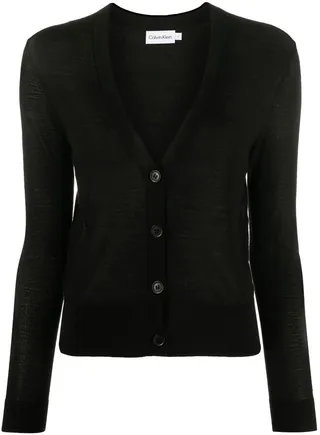 semi-sheer V-neck cardigan