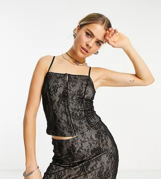 COLLUSION eyelet cami lace corset in black - part of a set