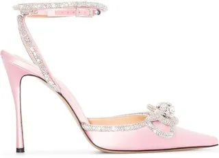 Crystal-Bow Pointed-Toe Pumps