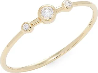 14K Yellow Gold & Diamond Three-Stone Ring