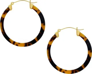 Tortoise-Print Hoop Earrings