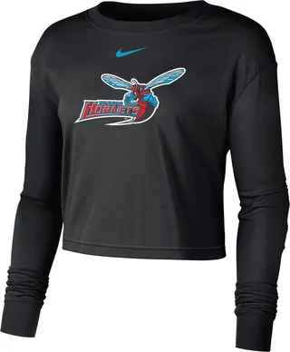 Nike Women's College (Delaware State) Cropped Long-Sleeve T-Shirt in Black