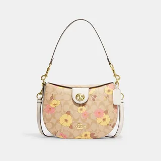 Ella Hobo In Signature Canvas With Floral Cluster Print
