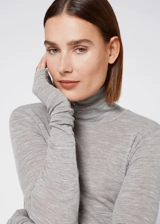 Long-Sleeved Woolen Turtleneck Top