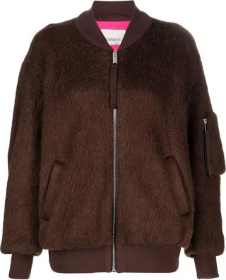 Zip-Up Long-Sleeve Bomber Jacket