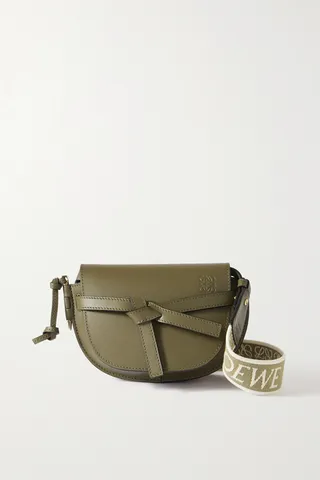 Loewe - Gate Mini Canvas Jacquard-trimmed Leather Shoulder Bag - Green