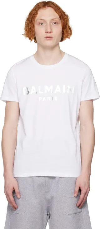Balmain White Metallic T-Shirt