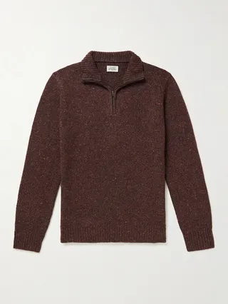 Donegal Wool-Blend Half-Zip Sweater