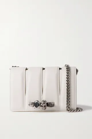 Alexander McQueen - The Slash Embellished Cutout Leather Shoulder Bag - Ivory
