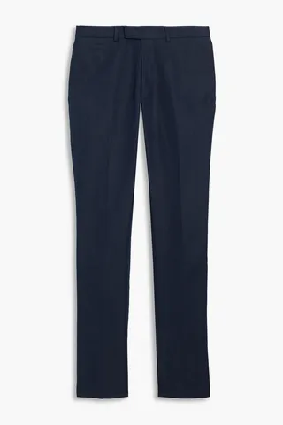 Slim-fit linen and cotton-blend pants