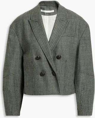 Sybille cropped houndstooth wool-blend blazer