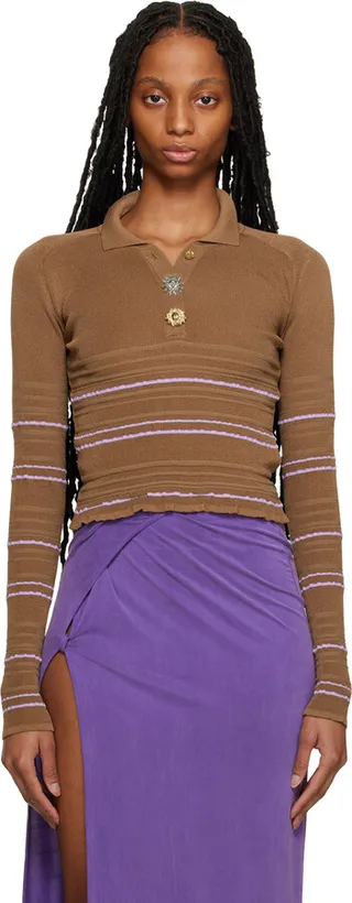 Jacquemus Brown 'Le Raphia 'La Maille Aouro' Polo