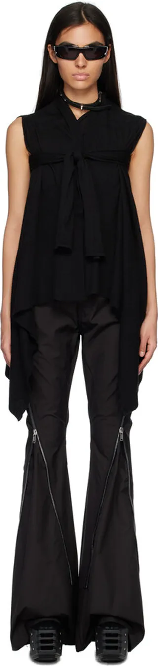Rick Owens Black Wrap Cape Cardigan