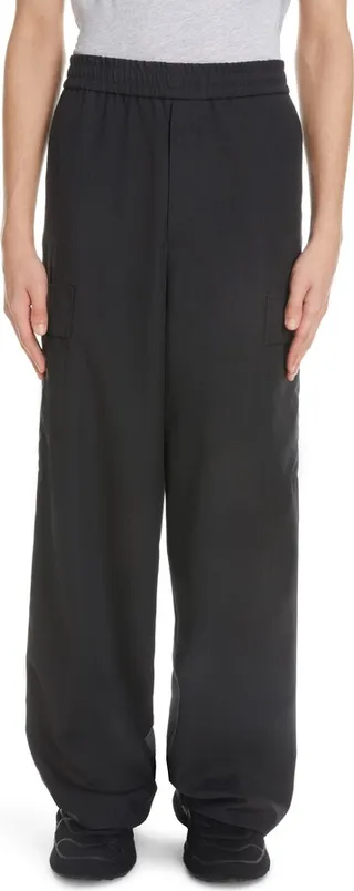 Oversize Embroidered Logo Wide Leg Cargo Trousers