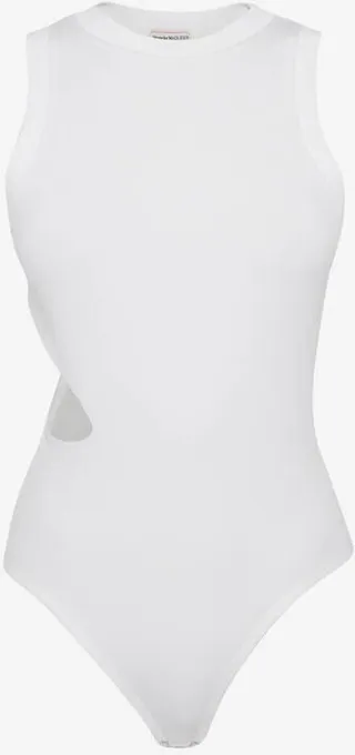 Women's Slashed Ribbed Bodysuit In Optical White