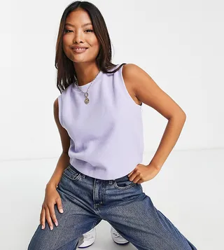 ASOS DESIGN Petite super soft tank top in pale blue heather