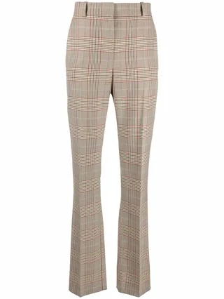 Houndstooth Checked Straight-Leg Trousers