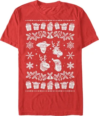 Men's Toy Story Ugly Christmas Toys T-Shirt - Red - Large