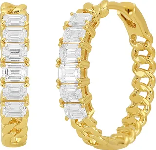 Varda Emerald Diamond Hoop Earrings