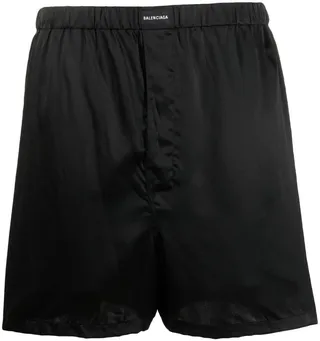 Logo-Patch Silk Pajama Shorts
