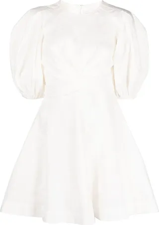 Puff-Sleeve Draped Minidress