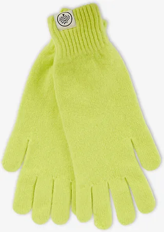 Womens Meadow Green Logo-embellished Wool and Cashmere Gloves